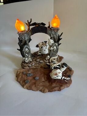 COW Mummy Cemetery Arch cow with Glowing light up Flames